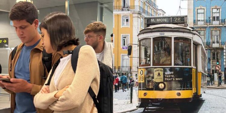 João Campos e Tábata Amaral na chegada ao Aeroporto de Lisboa