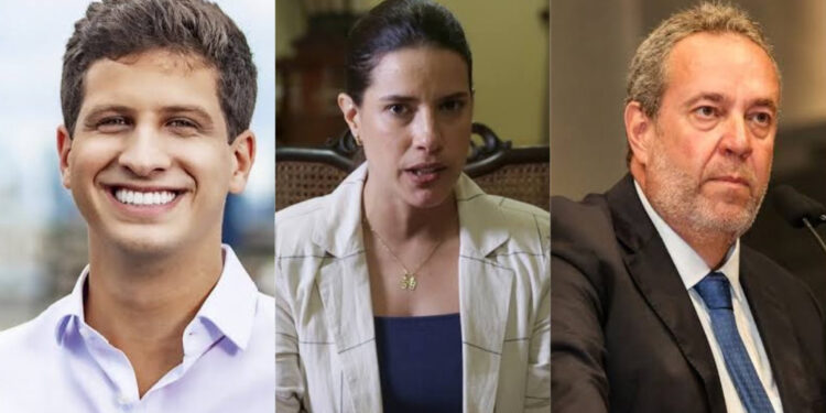 Prefeito João Campos, governadora Raquel Lyra e presidente da Alepe Álvaro Porto