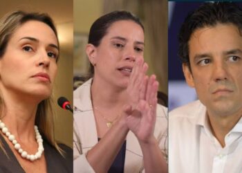 A vice Isabella de Roldão, a governadora Raquel Lyra e o secretário Daniel Coelho.
