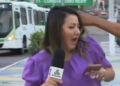 Repórter interrompida por morador em situação de rua durante link ao vivo no programa 'Bom Dia Amazonas.