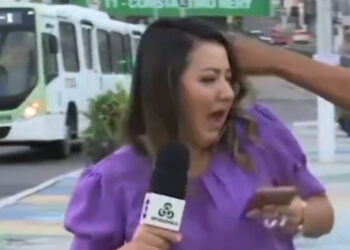 Repórter interrompida por morador em situação de rua durante link ao vivo no programa 'Bom Dia Amazonas.