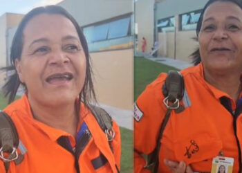 Emocionada, Nicélia mostra com orgulho o autógrafo que ganhou do presidente Lula.