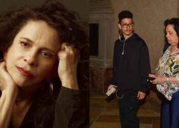 A cantora Gal Costa, o filho Gabriel Costa e a viúva Wilma Petrillo