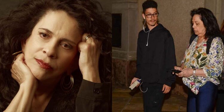 A cantora Gal Costa, o filho Gabriel Costa e a viúva Wilma Petrillo