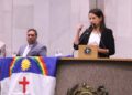 Governadora Raquel Lyra (PSDB), durante discurso na Alepe