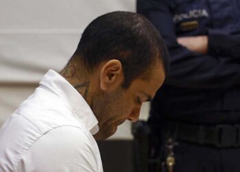 Ex-lateral da Seleção Brasileira Daniel Alves, durante julgamento