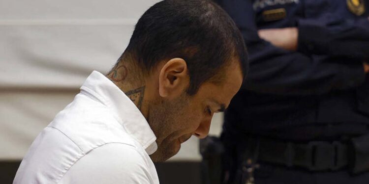 Ex-lateral da Seleção Brasileira Daniel Alves, durante julgamento