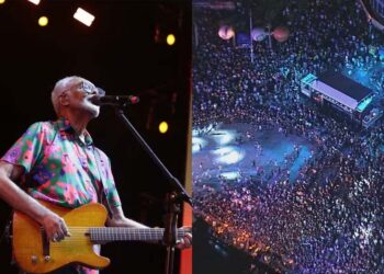 Gilberto Gil durante show no Marco Zero, no Carnaval do Recife 2024