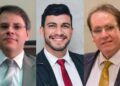 O médico Rodrigo Rocha (centro) e os advogados Bruno Lacerda (esq.) e Fernando Lacerda (dir.)