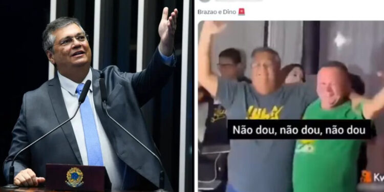 No vídeo fakee, Dino aparece celebrando com o então governador do Maranhão, Carlos Brandão (PSB)
