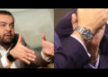 Cláudio Castro com o Apple Watch, em janeiro, e com o Rolex, na semana passada