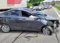 pós perseguição da PRF, o motorista perdeu o controle do carro, que capotou
