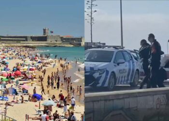 Policiais retiram corpo de vítima morta em Carcavelos, Lisboa