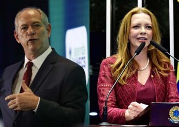 O ex-governador Ciro Gomes (PDT) e a senadora Janaína Farias (PT)