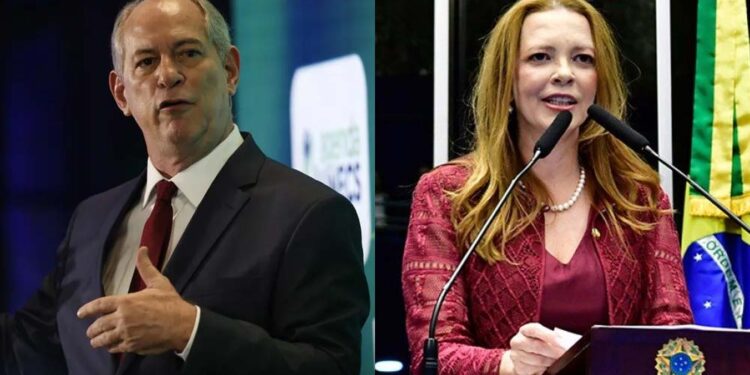 O ex-governador Ciro Gomes (PDT) e a senadora Janaína Farias (PT)
