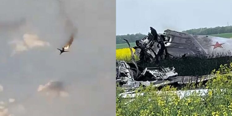 Bombardeiro russo atingido pela Ucrânia