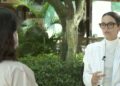 Maria Eduarda durante entrevista a TV Globo