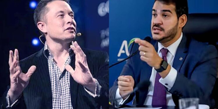 O bilionário americano Elon Musk, e Jorge Messias (AGU)