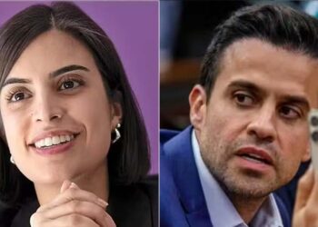 Tabata Amaral rebateu Pablo Marçal, adversário na disputa pela Prefeitura de São Paulo — Foto: Edilson Dantas e Brenno Carvalho