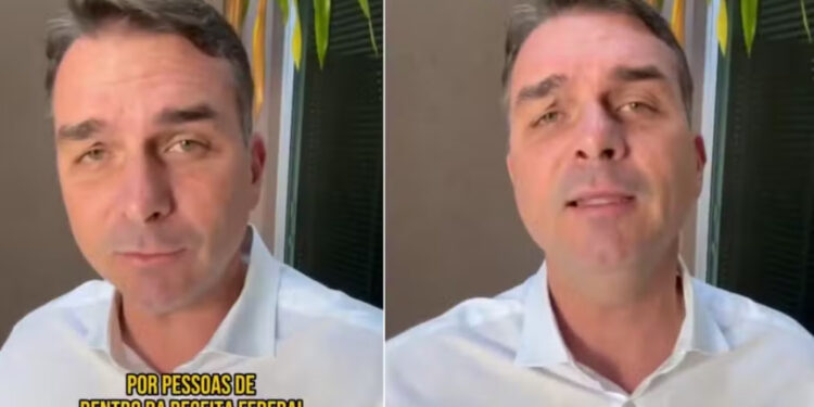 Senador Flávio Bolsonaro nega acusações de espionagem da Abin contra auditores da Receita Federal.