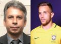 Juiz federal Alderico Rocha Santos (à dir.) e o jogador da seleção Arthur Melo (à esq.)