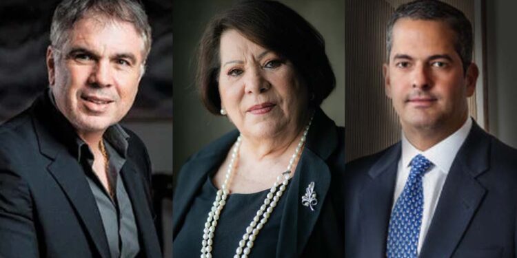 O empresário Flávio Rocha, ex-ministra Eliana Calmon e o advogado Bruno Calfat (esq. para dir.)