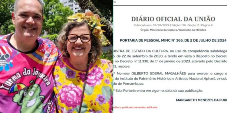 Gilberto Sobral é anunciado pelo Diário Oficial do Governo como novo gestor do Iphan. (Foto: Reprodução)