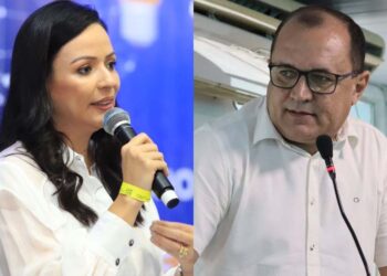 Prefeita Márcia Conrado (esq.) e o secretário de Educação, Edmar Júnior (dir.)