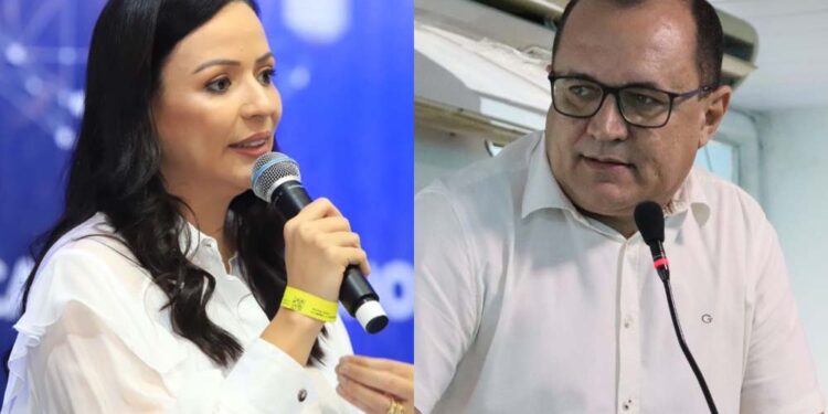 Prefeita Márcia Conrado (esq.) e o secretário de Educação, Edmar Júnior (dir.)