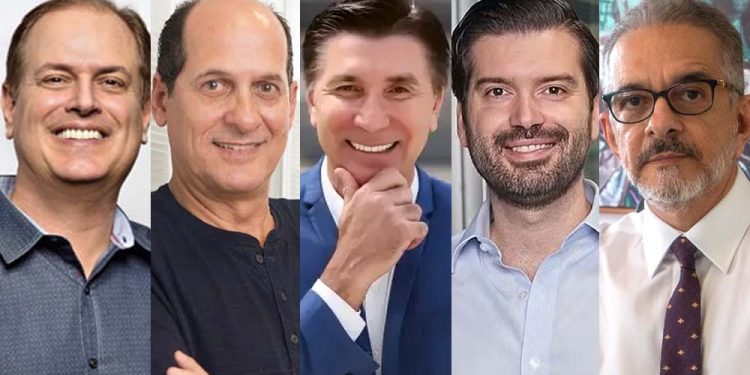 Luiz Augusto Corrêa de Araújo Filho (Agência Um), Queiroz Filho (Ampla), Janguiê Diniz (Ser Educacional), Vitor Barros (Propeg) e Zilmar Fernandes da Silveira (CC&P)