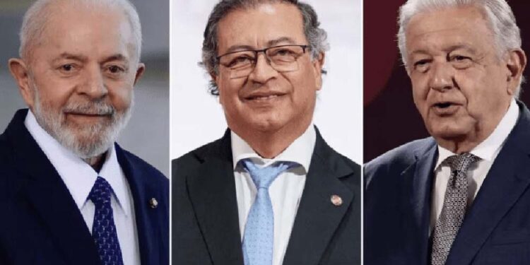 Os presidentes Lula, Gustavo Petro e Andrés Manuel López Obrador