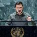 O presidente ucraniano discursando na Assembleia Geral da ONU.