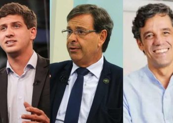 Os candidatos à prefeitura do Recife, João Campos, Gilson Machado e Daniel Coelho.