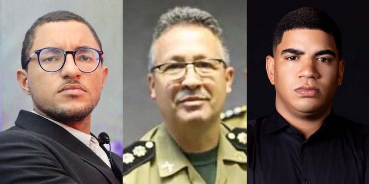 Cel Reginaldo Filho (Centro) e os jornalistas Nogueira Junior e Emerson Jhuan (esq. para dir.)