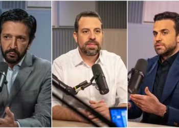 Ricardo Nunes (MDB), Guilherme Boulos (PSol) e Pablo Marçal (PRTB)