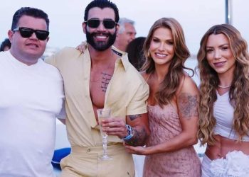 Empresário paraibano André Rocha celebra aniversário de Gusttavo Lima em festa de luxo na Grécia.