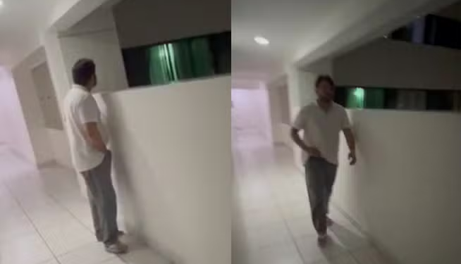 Imagens do momento em que  Igor José Diniz é flagrado cometendo o ato criminoso.