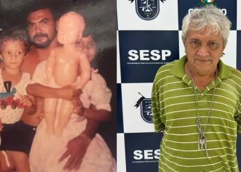 Do lado direito, Gyslaine com um irmão e o pai assassinado. O assassino passou 25 anos foragido