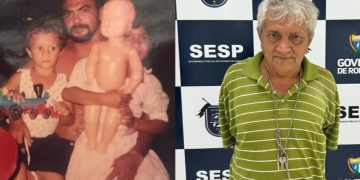 Do lado direito, Gyslaine com um irmão e o pai assassinado. O assassino passou 25 anos foragido