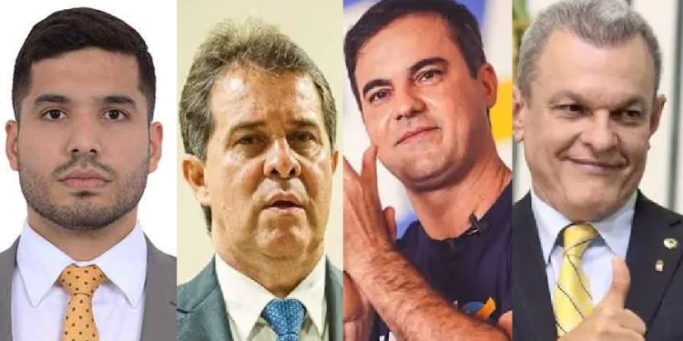 Da esquerda para a direita: André Fernandes (PL), Evandro Leitão (PT), Capitão Wagner (União Brasil) e José Sarto (PDT).