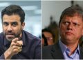 Na sondagem da Quaest Tarcísio de Freitas (à esq. )
aparece atrás de Marçal (à dir. )