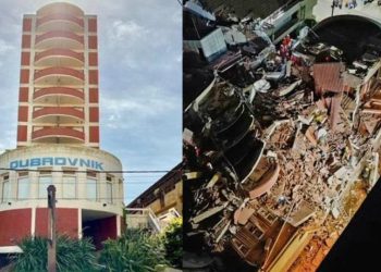 O prédio onde funciona um hotel de 10 andares desabou na madrugada desta terça-feira (29) na Argentina.