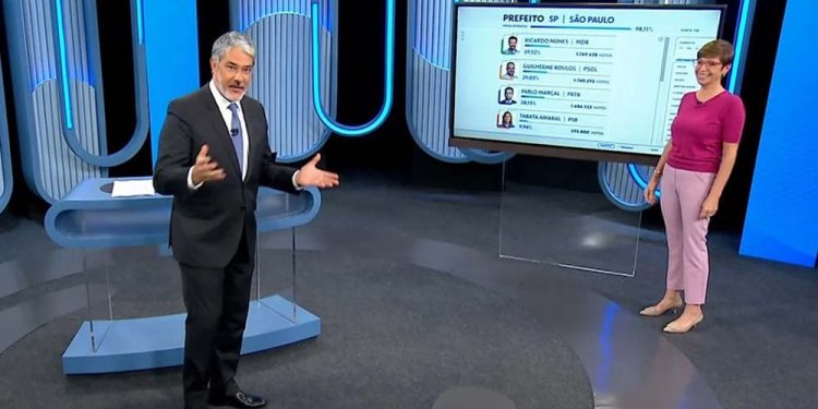 William Bonner e Renata Lo Prete, no ‘Marcha da Apuração’