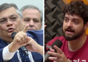 Flávio Dino (STF), e o influenciador Monark (Da esq. para dir.)