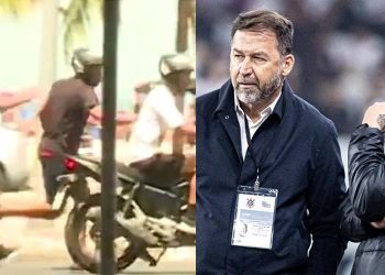 Augusto Melo estava acompanhado de Kadu Melo e alguns seguranças próximo do hotel da delegação alvinegra