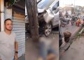Carro de Adriano Pereira dos Santos prensou motoqueiro contra poste