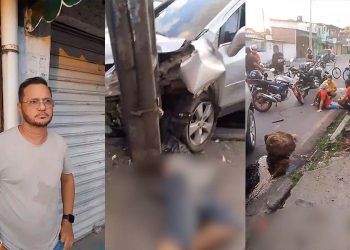 Carro de Adriano Pereira dos Santos prensou motoqueiro contra poste