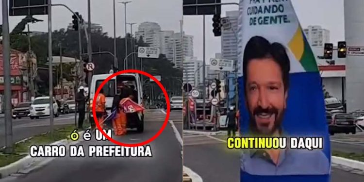 Prefeitura de SP é acusada de retirar cartazes de Boulos e manter os de Nunes