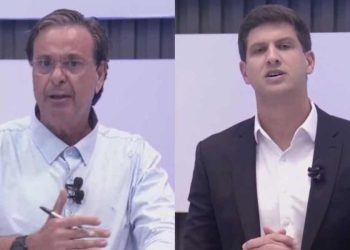 Gilson Machado e João Campos durante debate promovido pela TV Jornal nesta terça-feira (1).