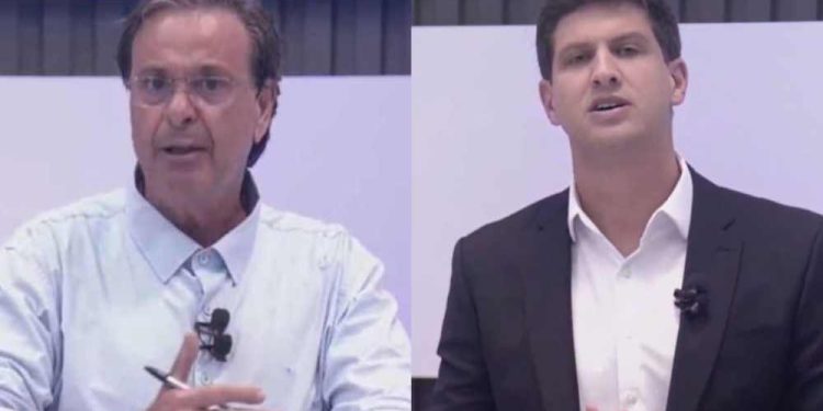 Gilson Machado e João Campos durante debate promovido pela TV Jornal nesta terça-feira (1).